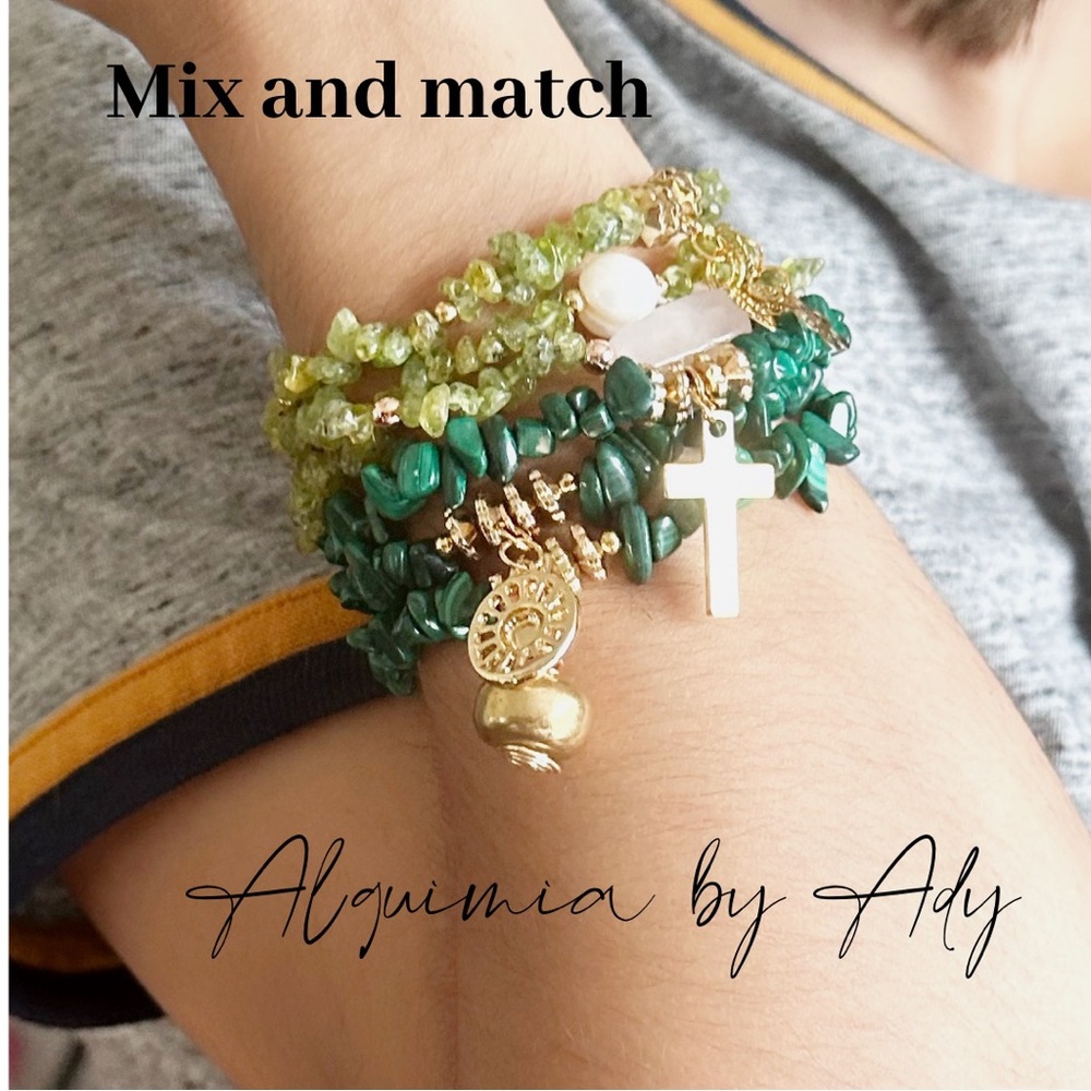 Malachite beaded handcrafted bracelet/ Empathy and abundance healing crystals - Picture 5 of 9